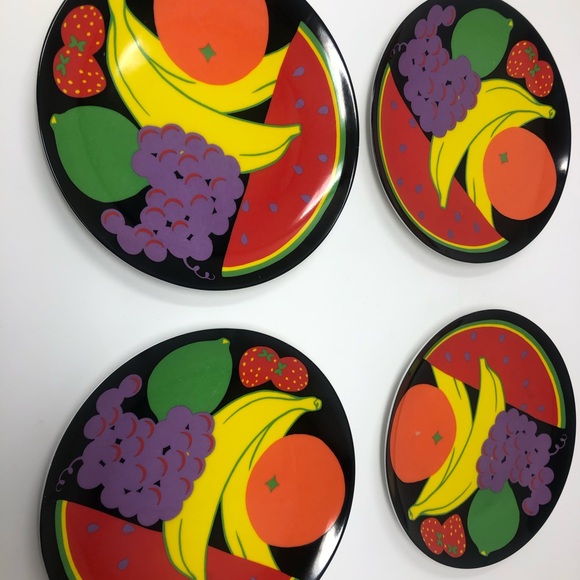 Funky Fruit dessert plates colorful small salad plates bold color plates - Picture 6 of 9